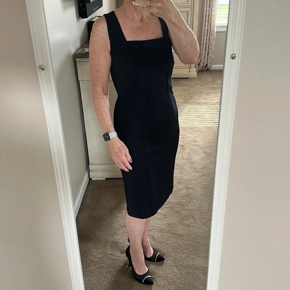 Ann Taylor | Dresses | Ann Taylor Petite Black Square Neck Sleeveless Dress  | Poshmark